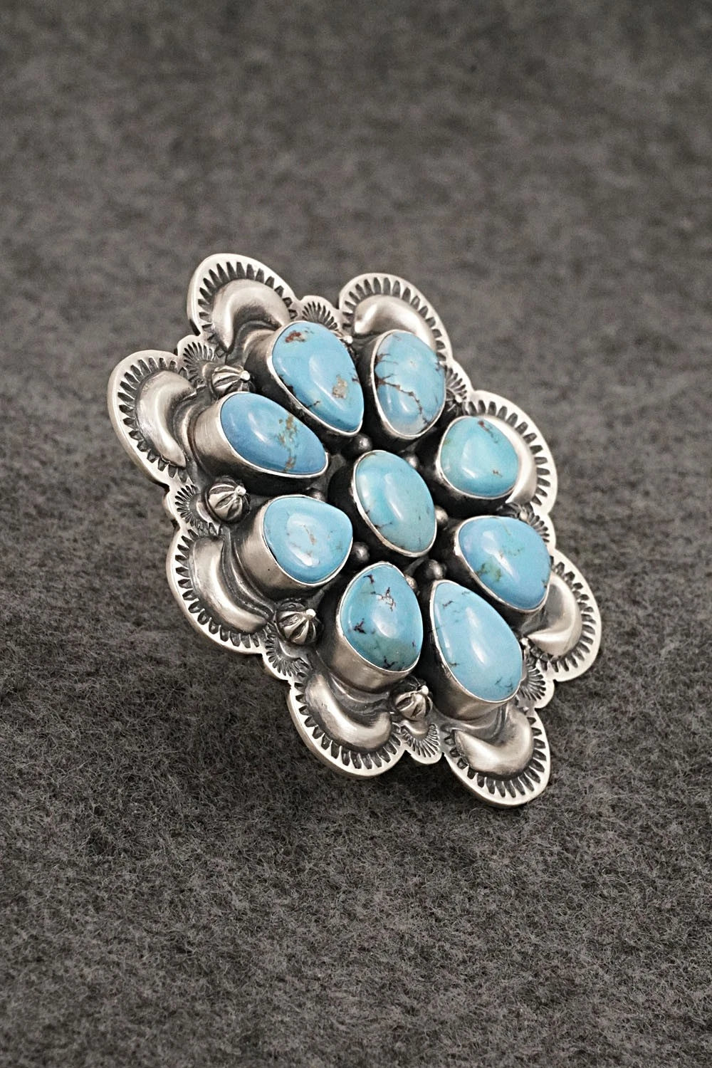 Turquoise & Sterling Silver Ring - Mark Yazzie - Size 8.5 Adj.