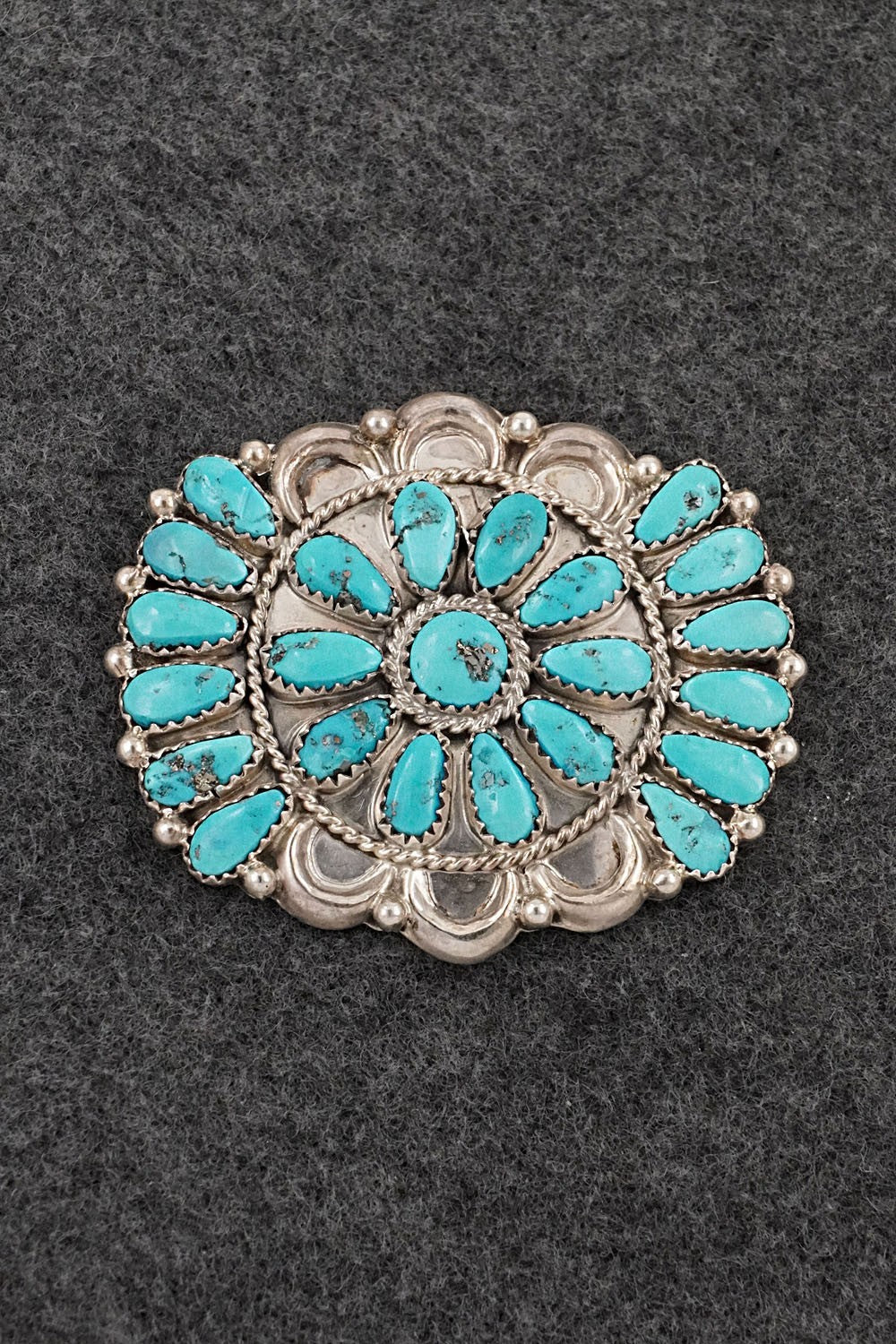 Turquoise & Sterling Silver Squash Blossom Set - Justina Wilson