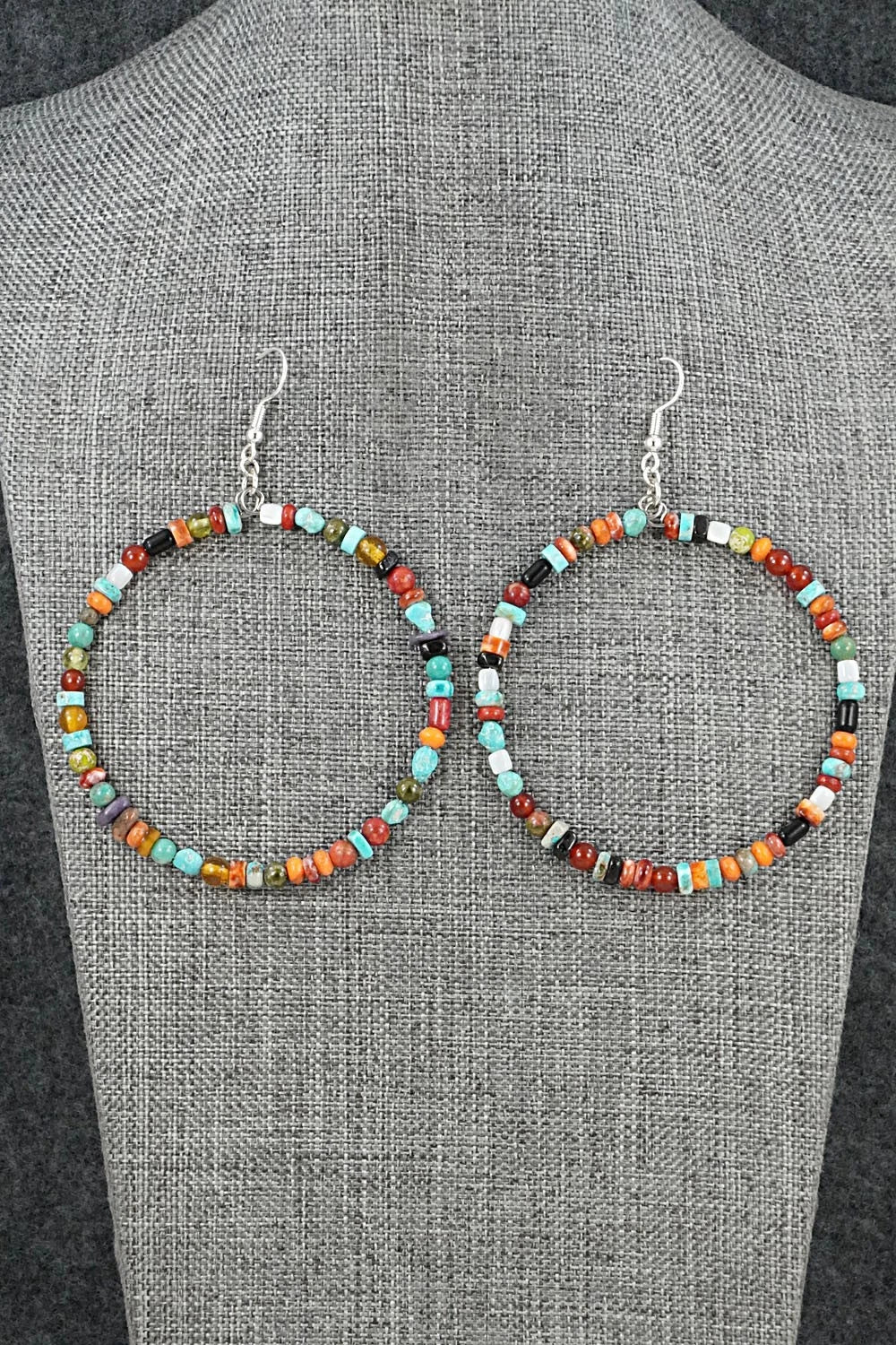 Multi-Stone & Sterling Silver Earrings - Helen Tsosie
