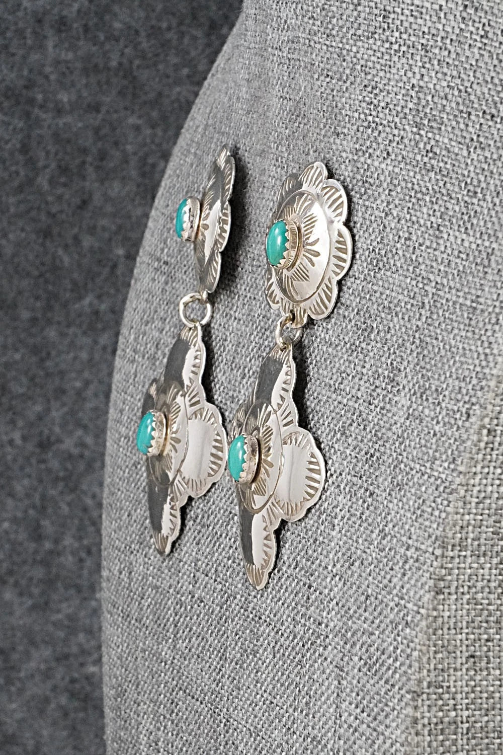 Turquoise & Sterling Silver Earrings - Bertha Begay
