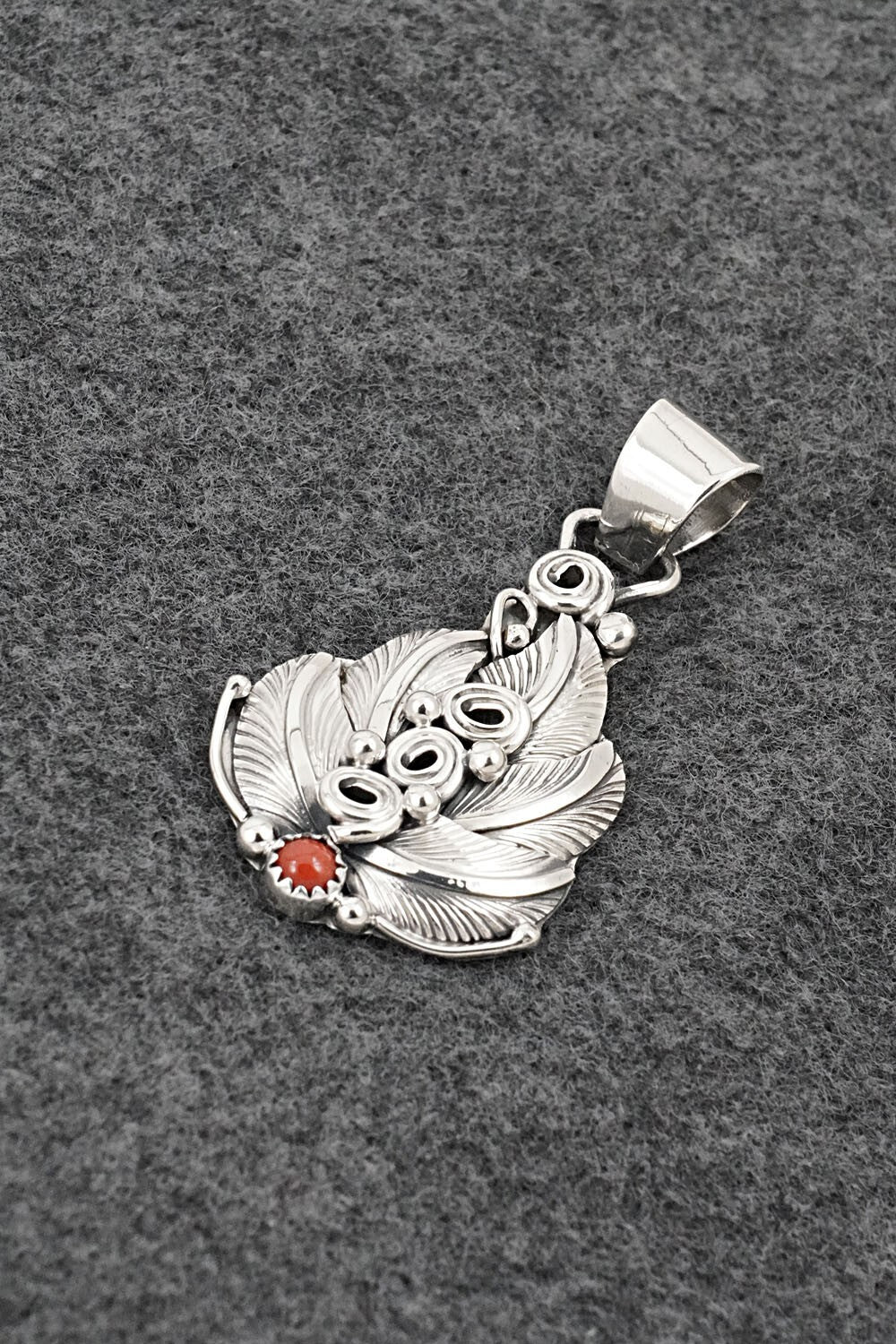 Coral & Sterling Silver Pendant - Darrell Morgan