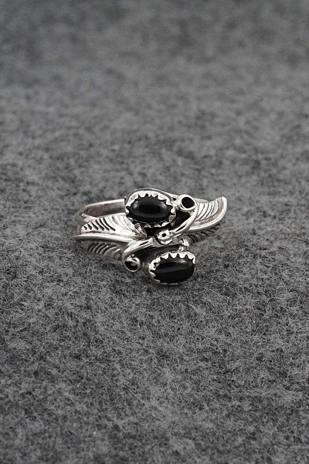 Onyx & Sterling Silver Ring - Harry B. Yazzie - Size 7
