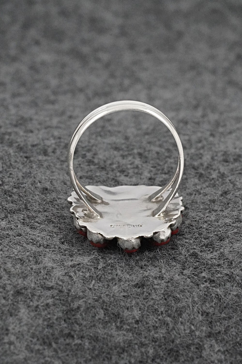 Coral & Sterling Silver Ring - George Gasper - Size 7.5
