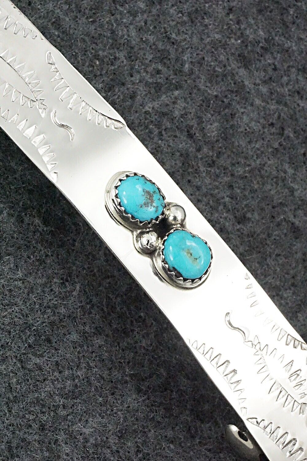 Turquoise & Sterling Silver Hair Barrette - Sally Arviso