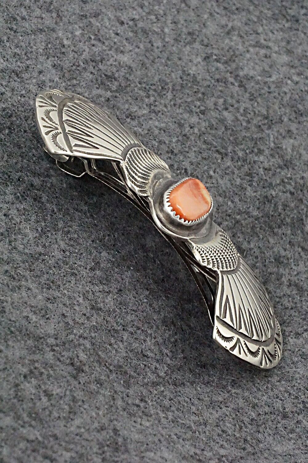 Spiny Oyster & Sterling Silver Hair Barrette - Martha Cayatineto