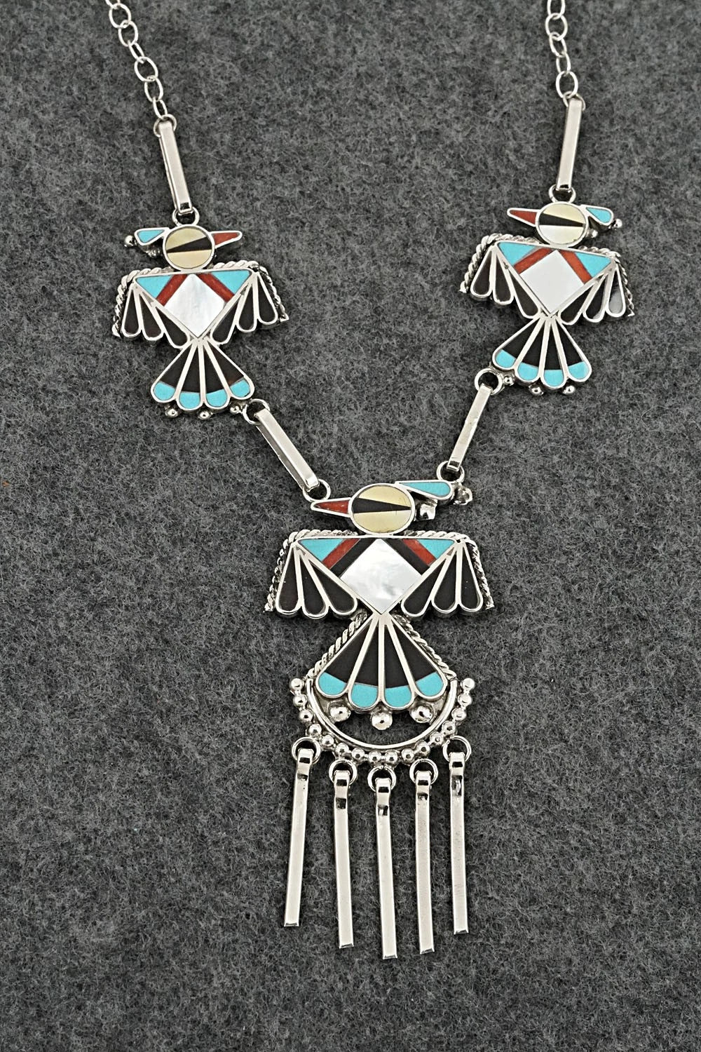 Multi-Stone & Sterling Silver Inlay Necklace Set - Adrian Wallace