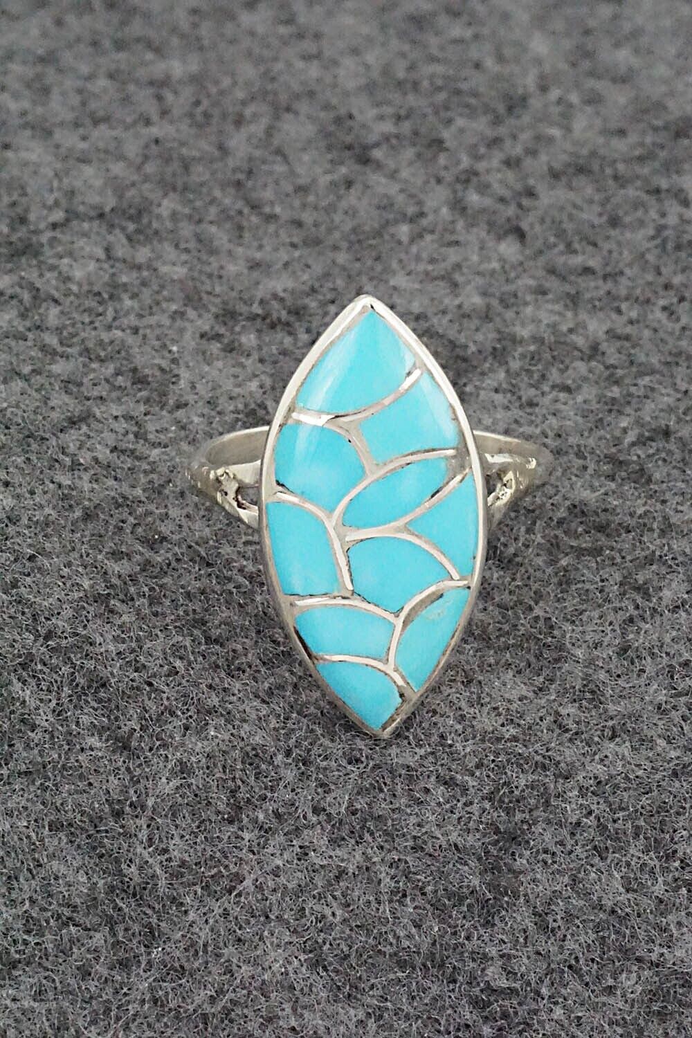 Turquoise & Sterling Silver Ring - Orena Leekya - Size 8.75