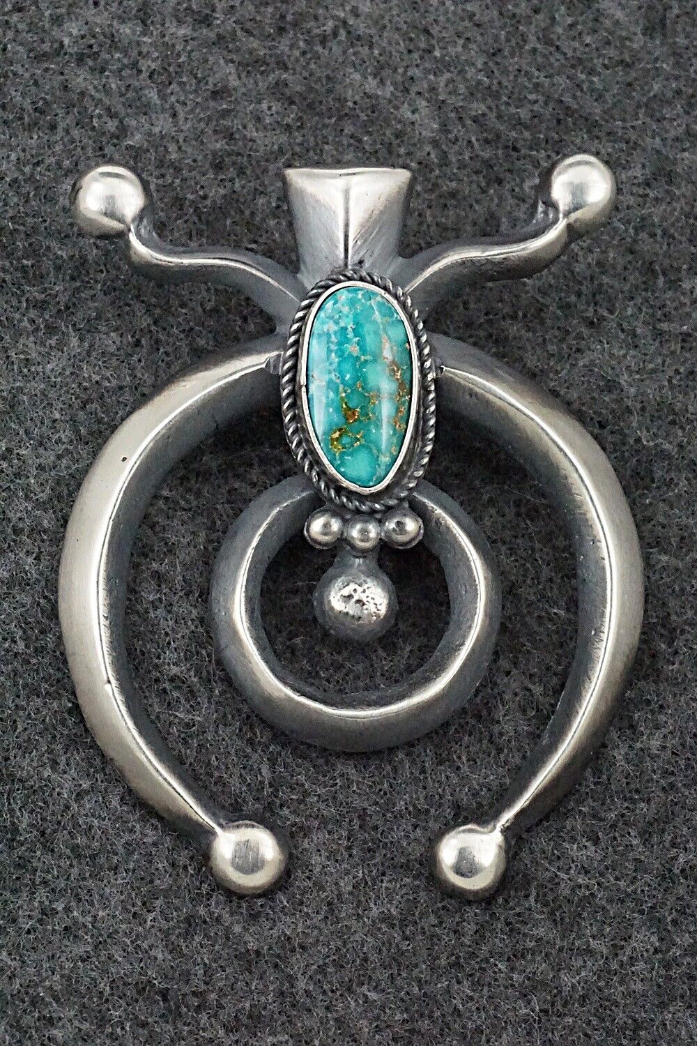 Turquoise & Sterling Silver Naja Pendant - Harrison Bitsue