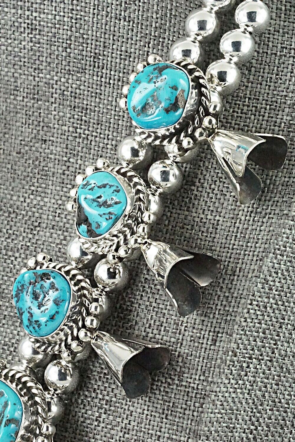 Turquoise & Sterling Silver Squash Blossom Set - Vernon Johnson