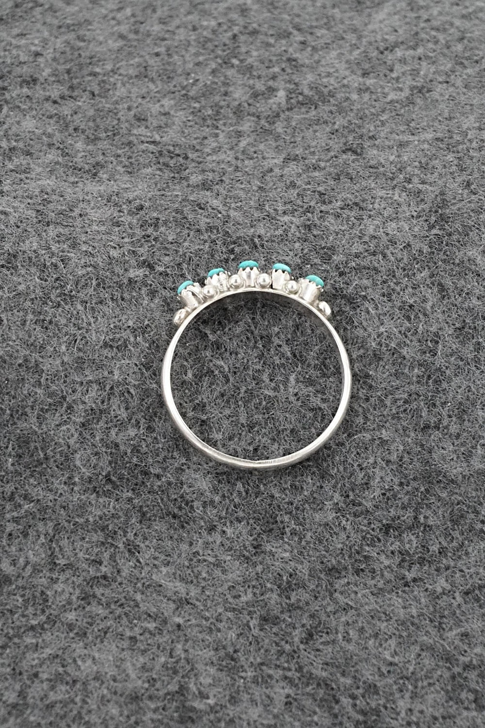 Turquoise & Sterling Silver Ring - April Haloo - Size 8.5