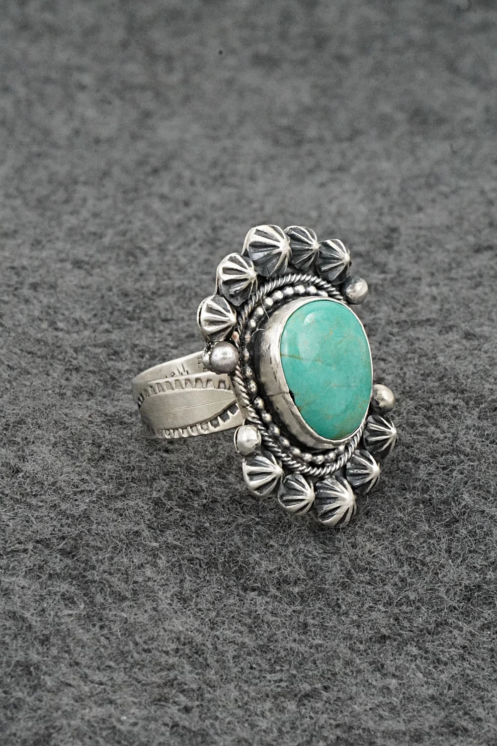 Turquoise & Sterling Silver Ring - Cordell Platero - Size Adjustable