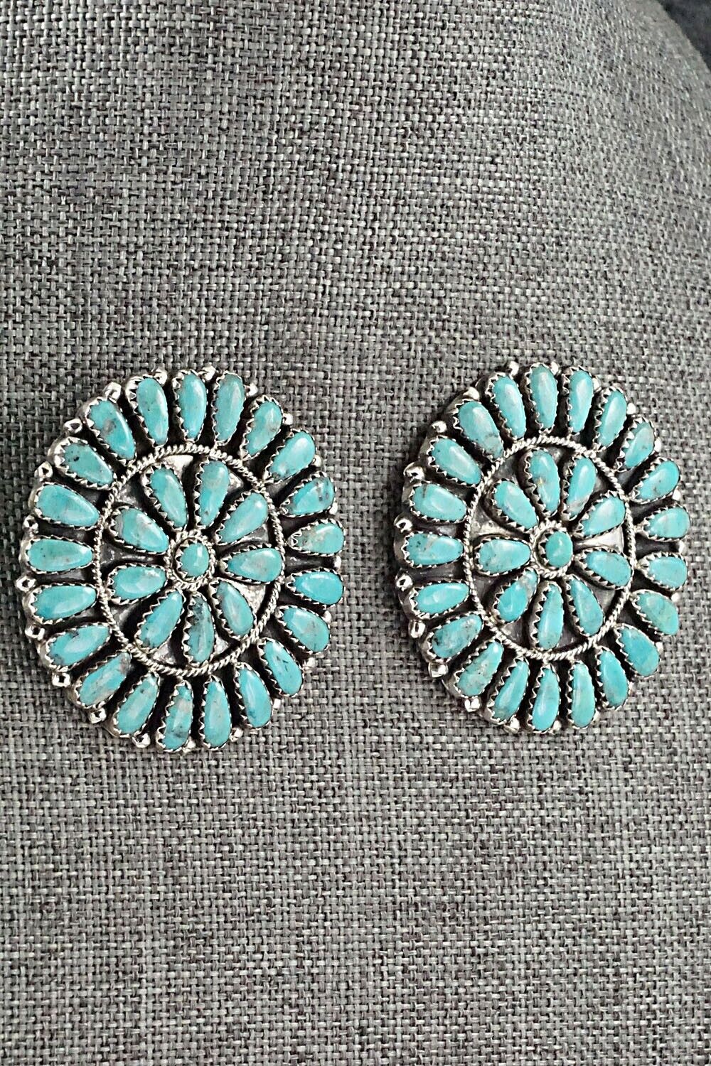 Turquoise and Sterling Silver Earrings - Zeita Begay