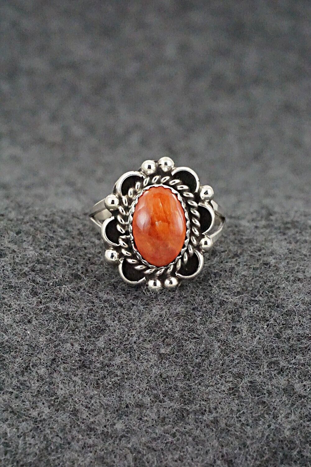 Spiny Oyster & Sterling Silver Ring - Freda Martinez - Size 7