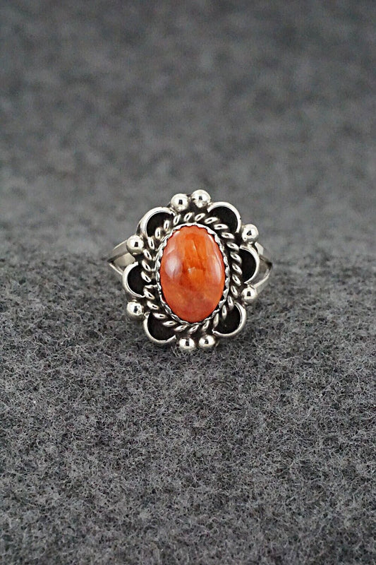 Spiny Oyster & Sterling Silver Ring - Freda Martinez - Size 7