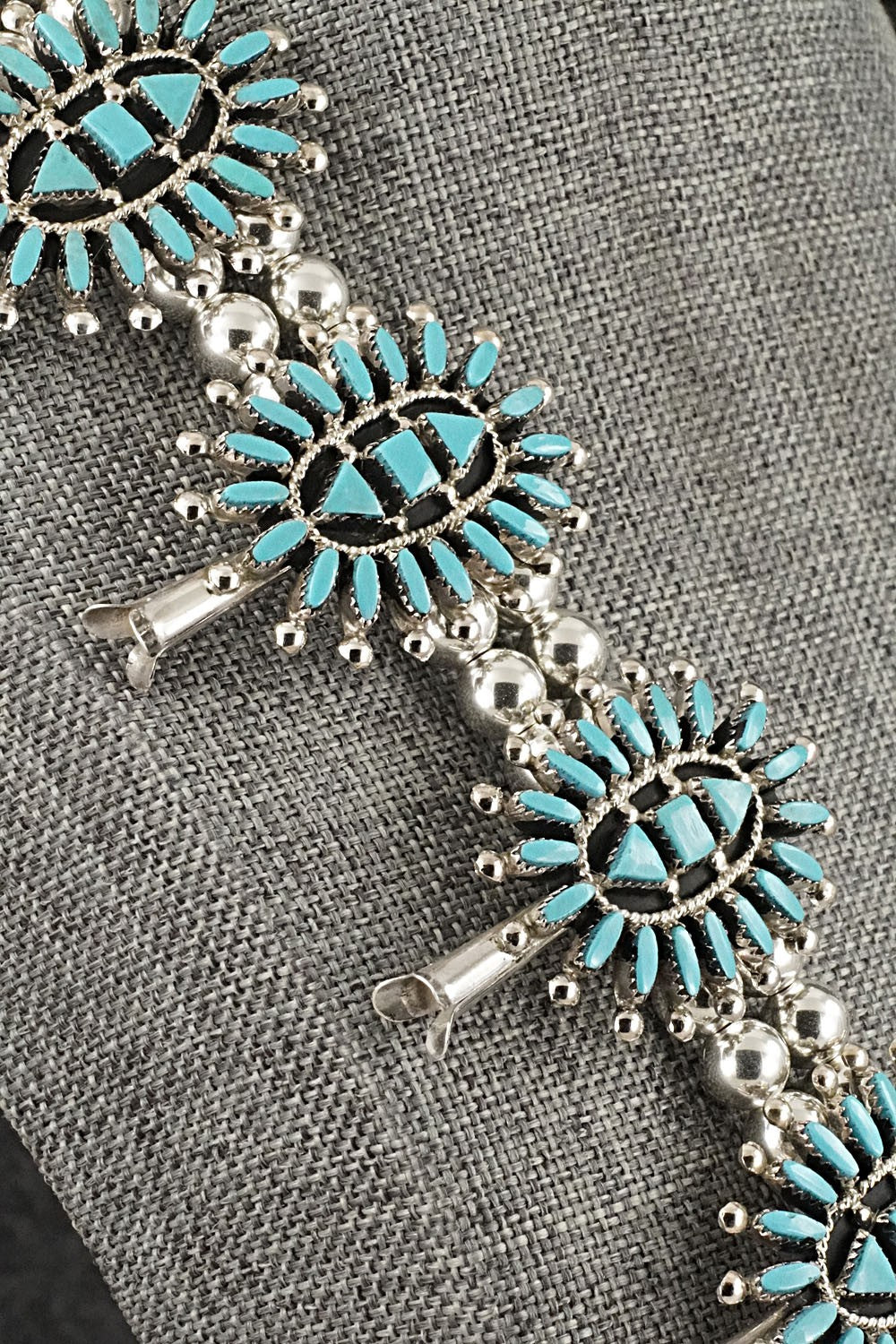 Turquoise & Sterling Silver Squash Blossom Set - Evonne Hustito
