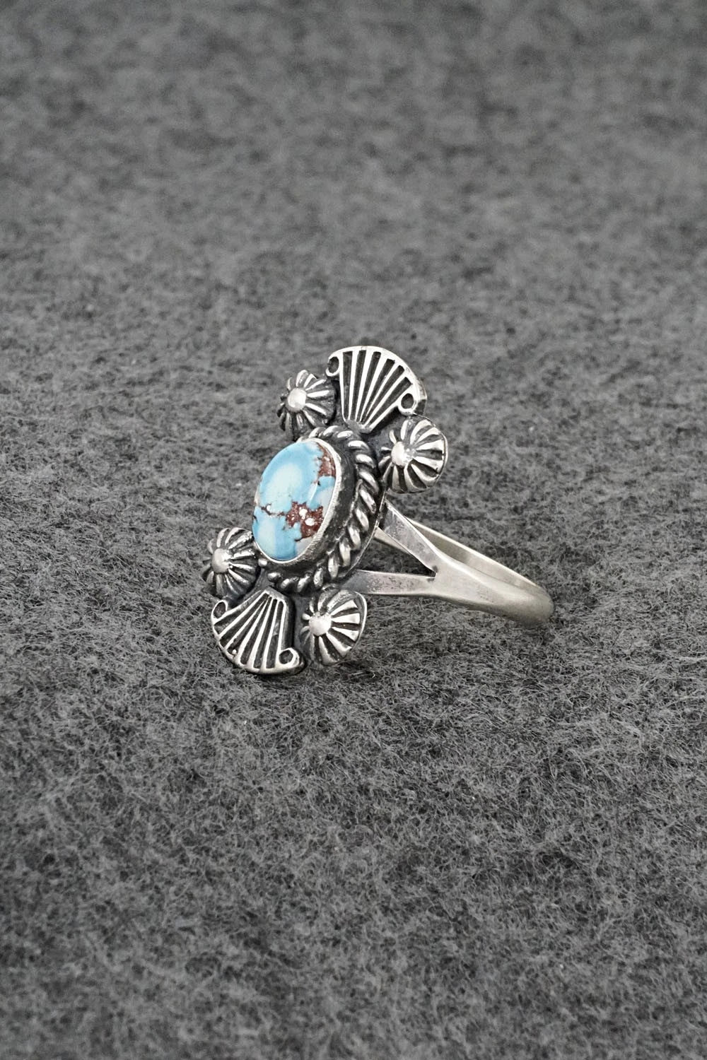 Turquoise and Sterling Silver Ring - Jerryson Henio - Size 8.75
