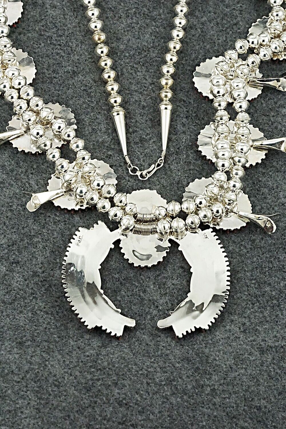 Coral & Sterling Silver Squash Blossom Set - Edmund Cooeyate
