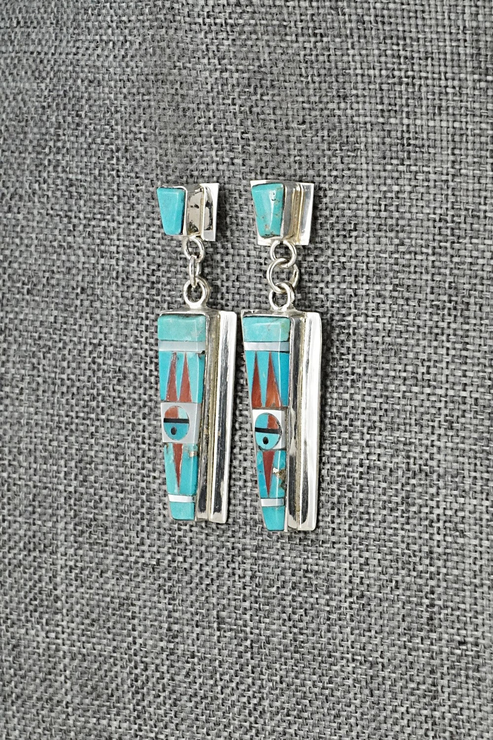 Multi-Stone & Sterling Silver Inlay Earrings - Rayland Edaakie
