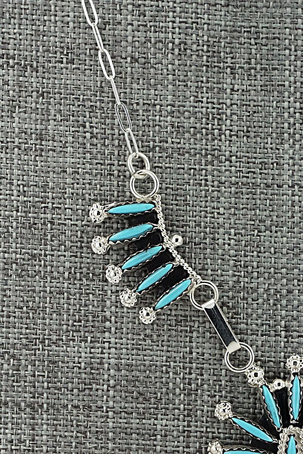 Turquoise & Sterling Silver Necklace - Jack Etsate