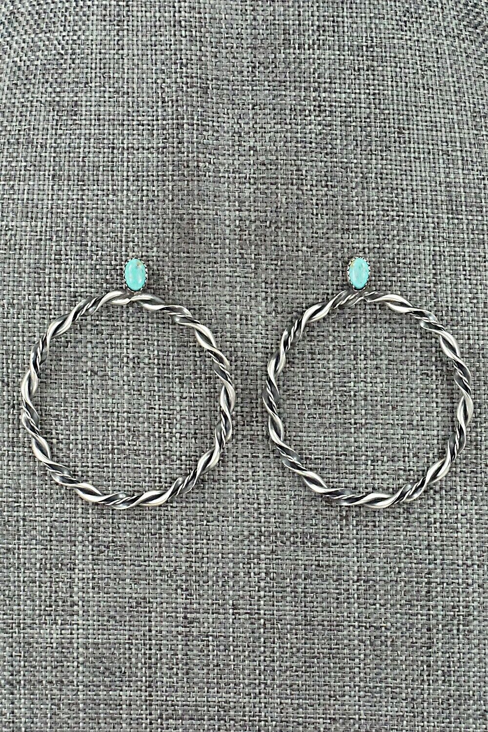 Turquoise & Sterling Silver Earrings - Nelson Leonard Jr.