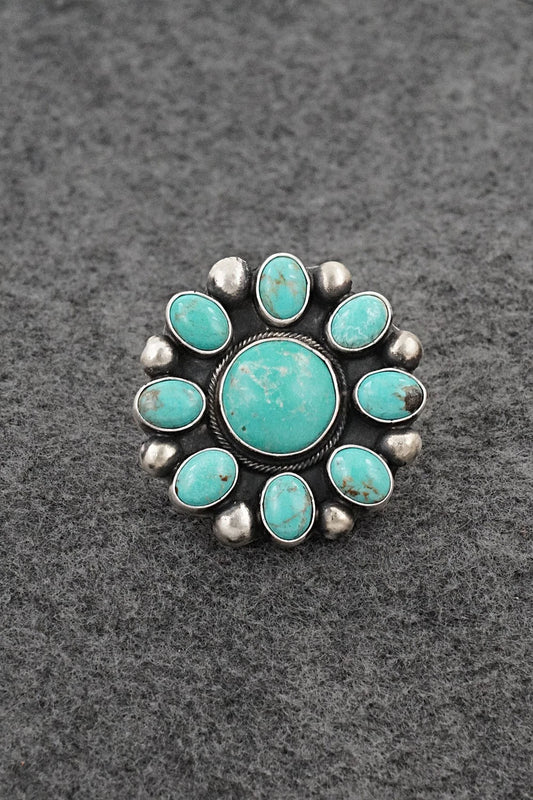 Turquoise & Sterling Silver Ring - Kathleen Livingston - Size Adjustable
