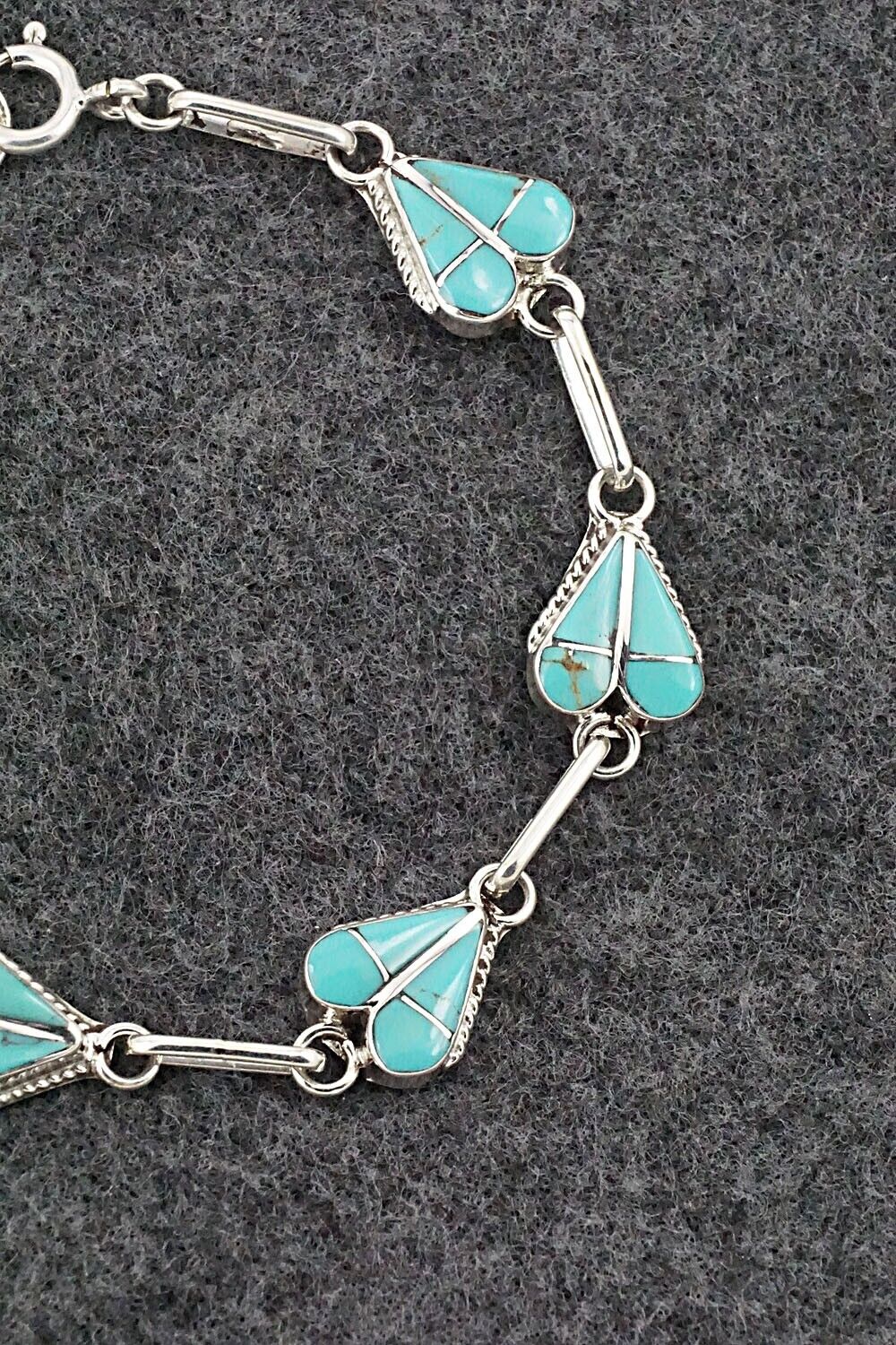 Turquoise & Sterling Silver Link Bracelet - Velda Nastacio