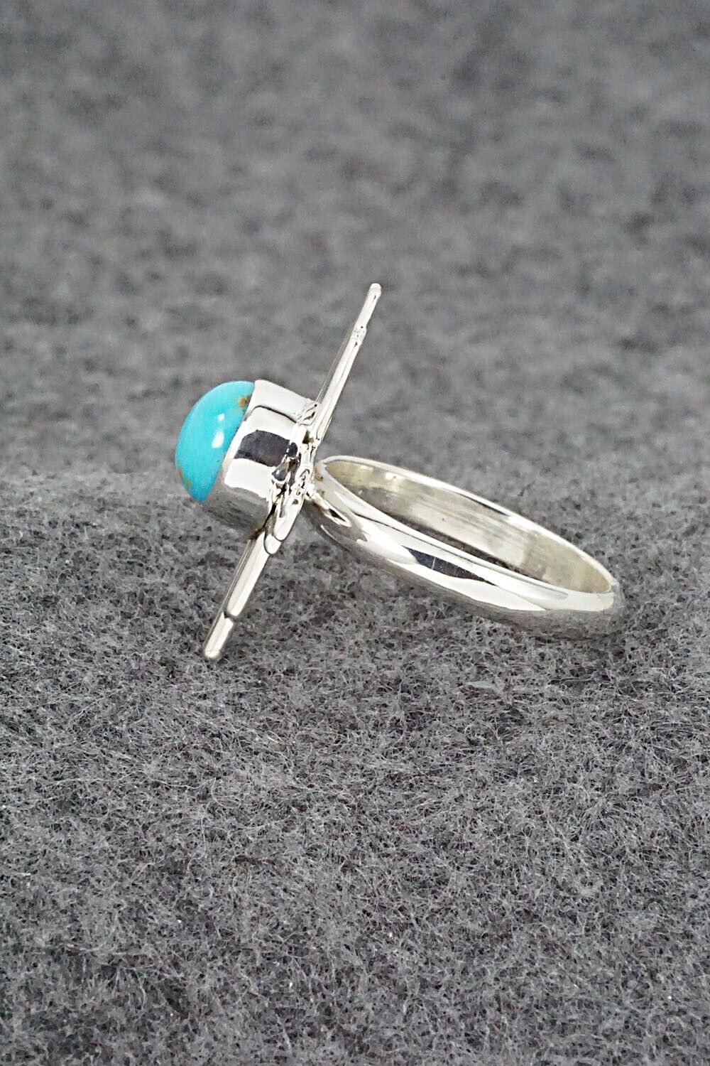 Turquoise and Sterling Silver Ring - Raymond Coriz - Size 8