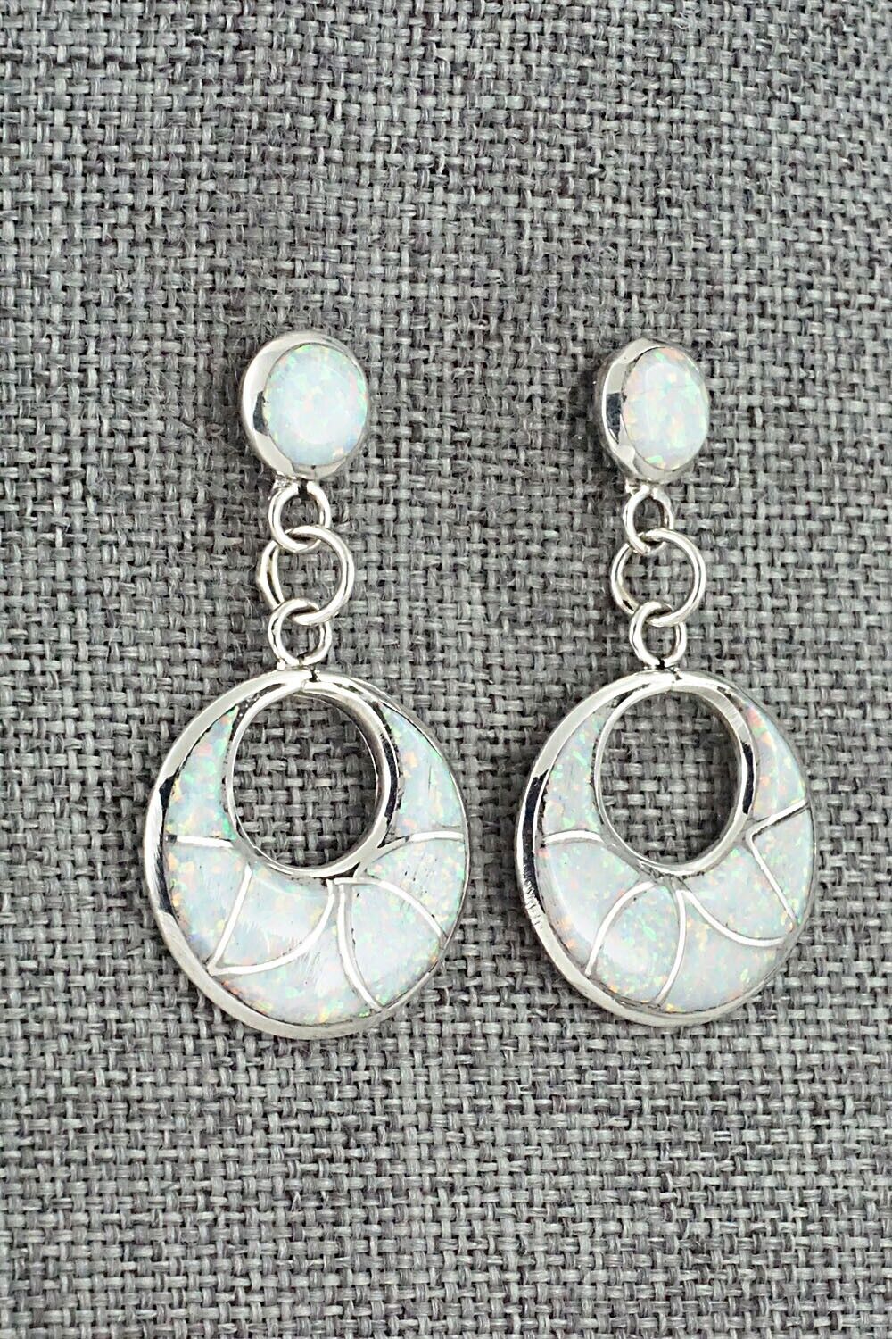 Opalite & Sterling Silver Inlay Earrings - Delorna Lahi