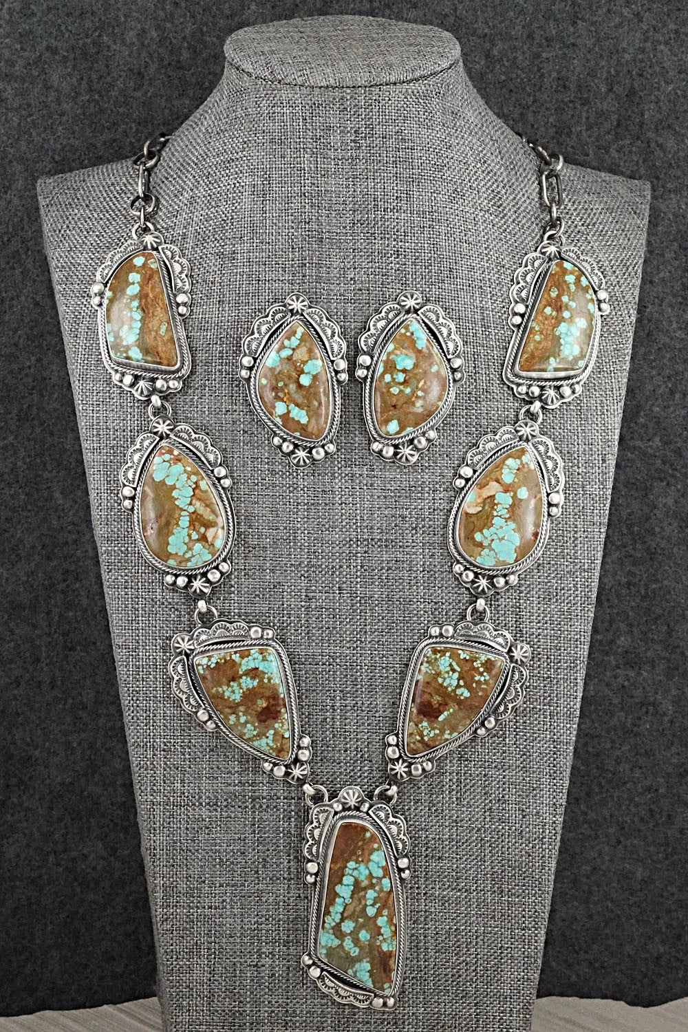 Turquoise & Sterling Silver Necklace and Earrings Set - Randy Boyd