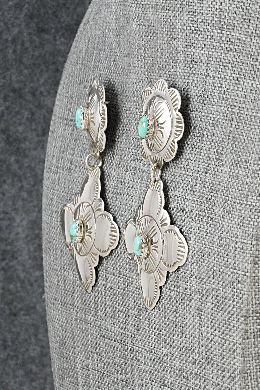 Turquoise & Sterling Silver Earrings - Bertha Begay