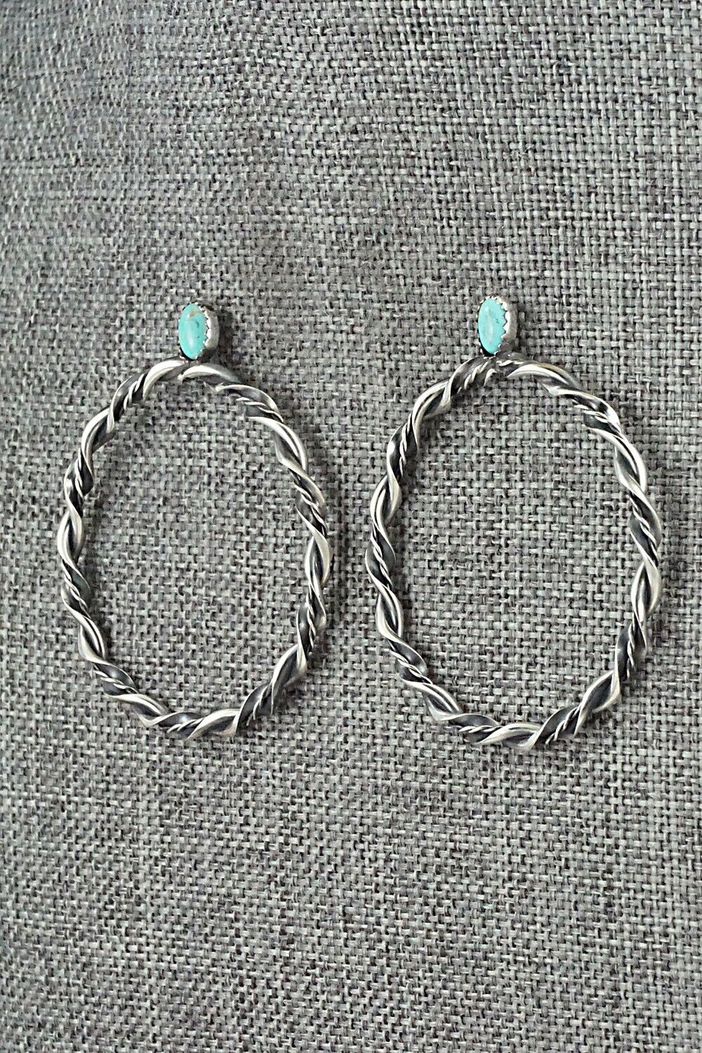 Turquoise & Sterling Silver Earrings - Nelson Leonard Jr.