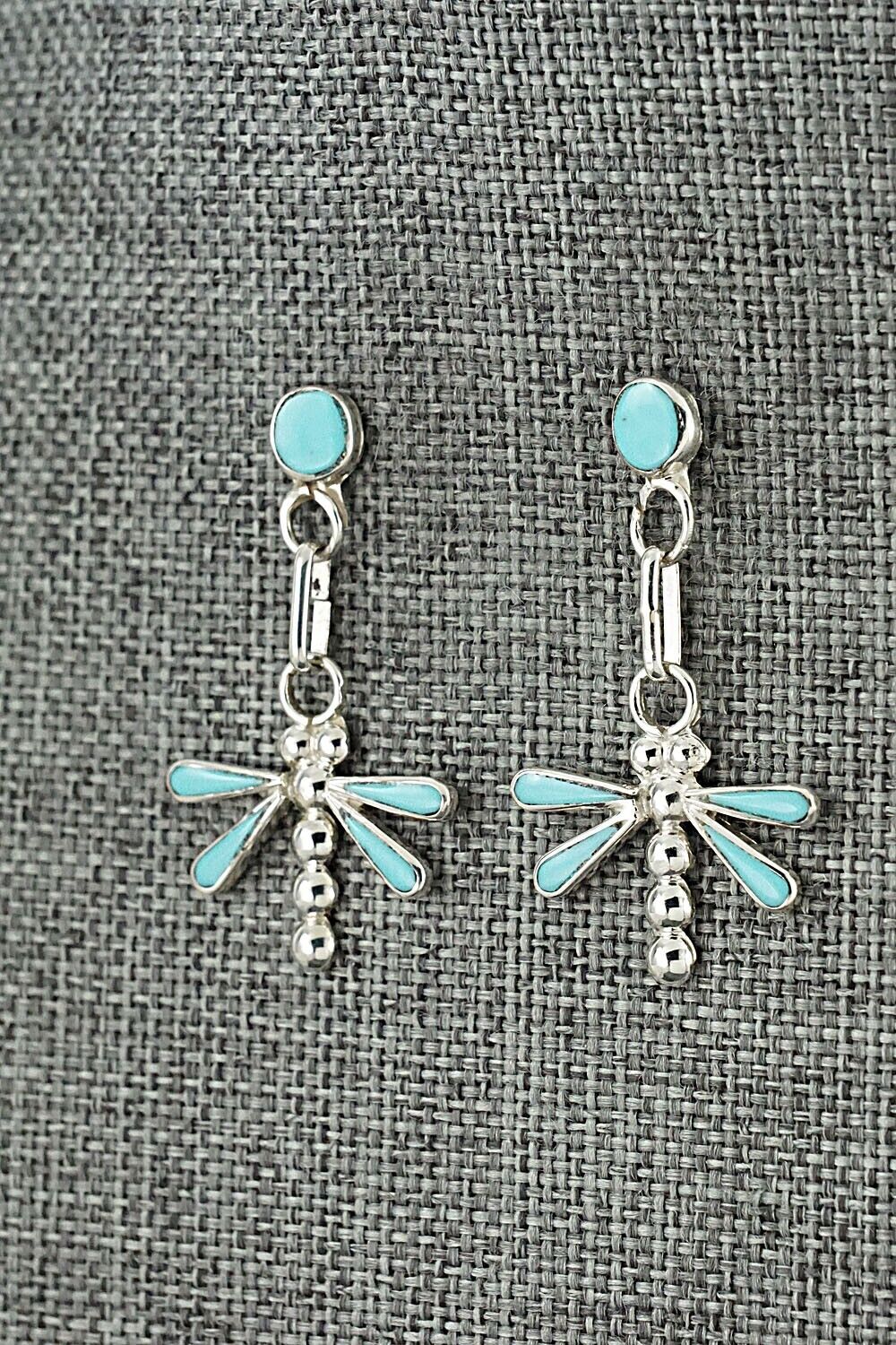 Turquoise & Sterling Silver Earrings - Erlene Edaakie