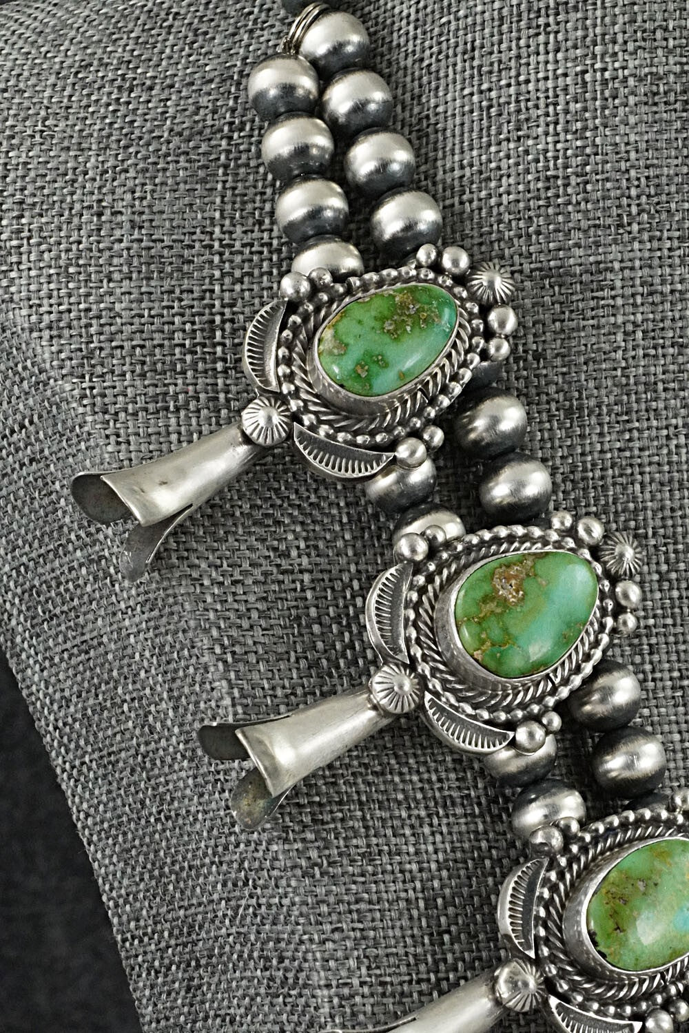 Turquoise & Sterling Silver Squash Blossom Set - Tom Lewis
