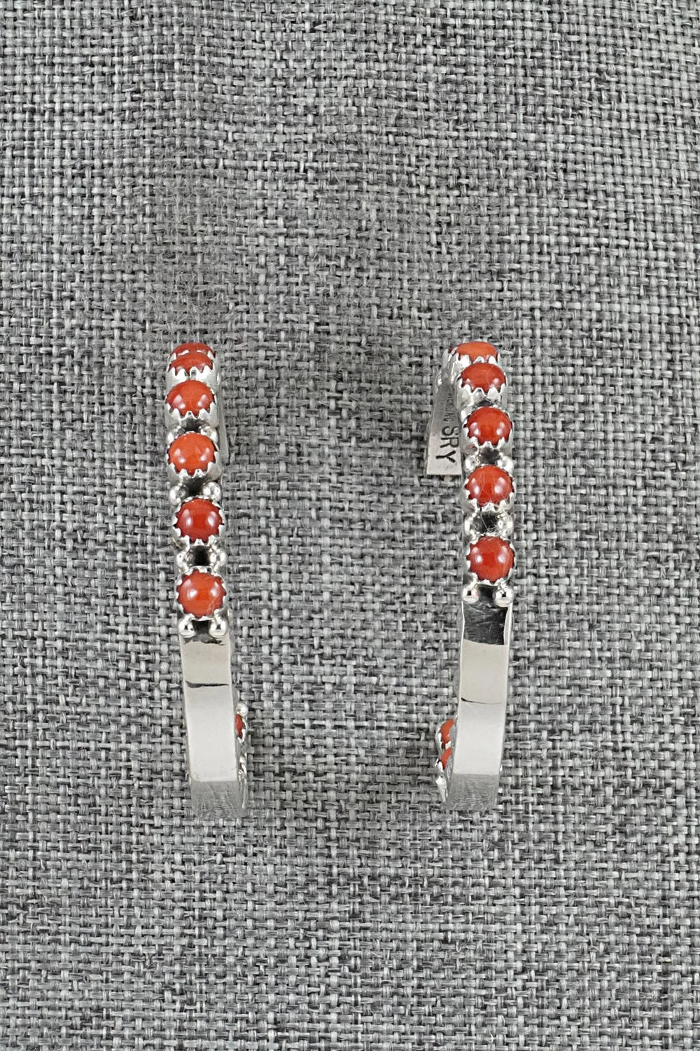 Coral and Sterling Silver Earrings - Gaynell Parker