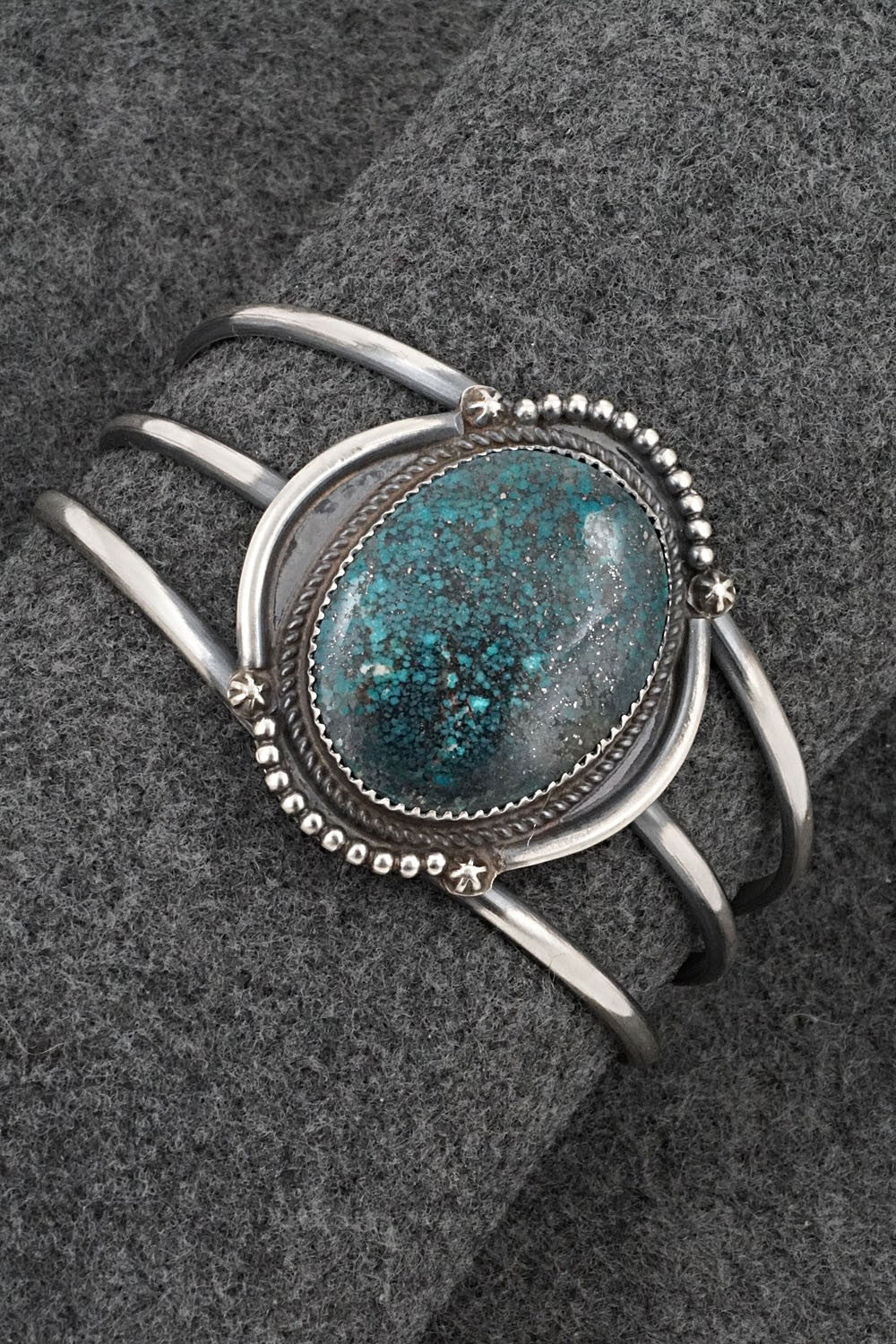 Turquoise & Sterling Silver Bracelet - Leslie Nez