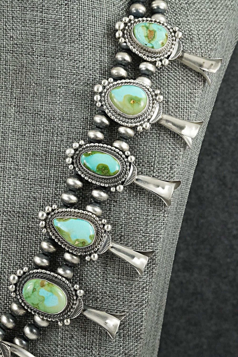Turquoise & Sterling Silver Squash Blossom Set - Tom Lewis