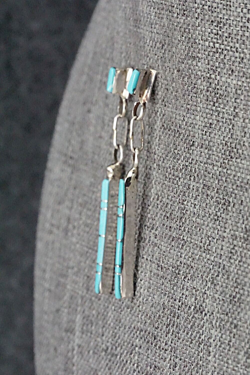 Turquoise & Sterling Silver Earrings - Roland Natachu