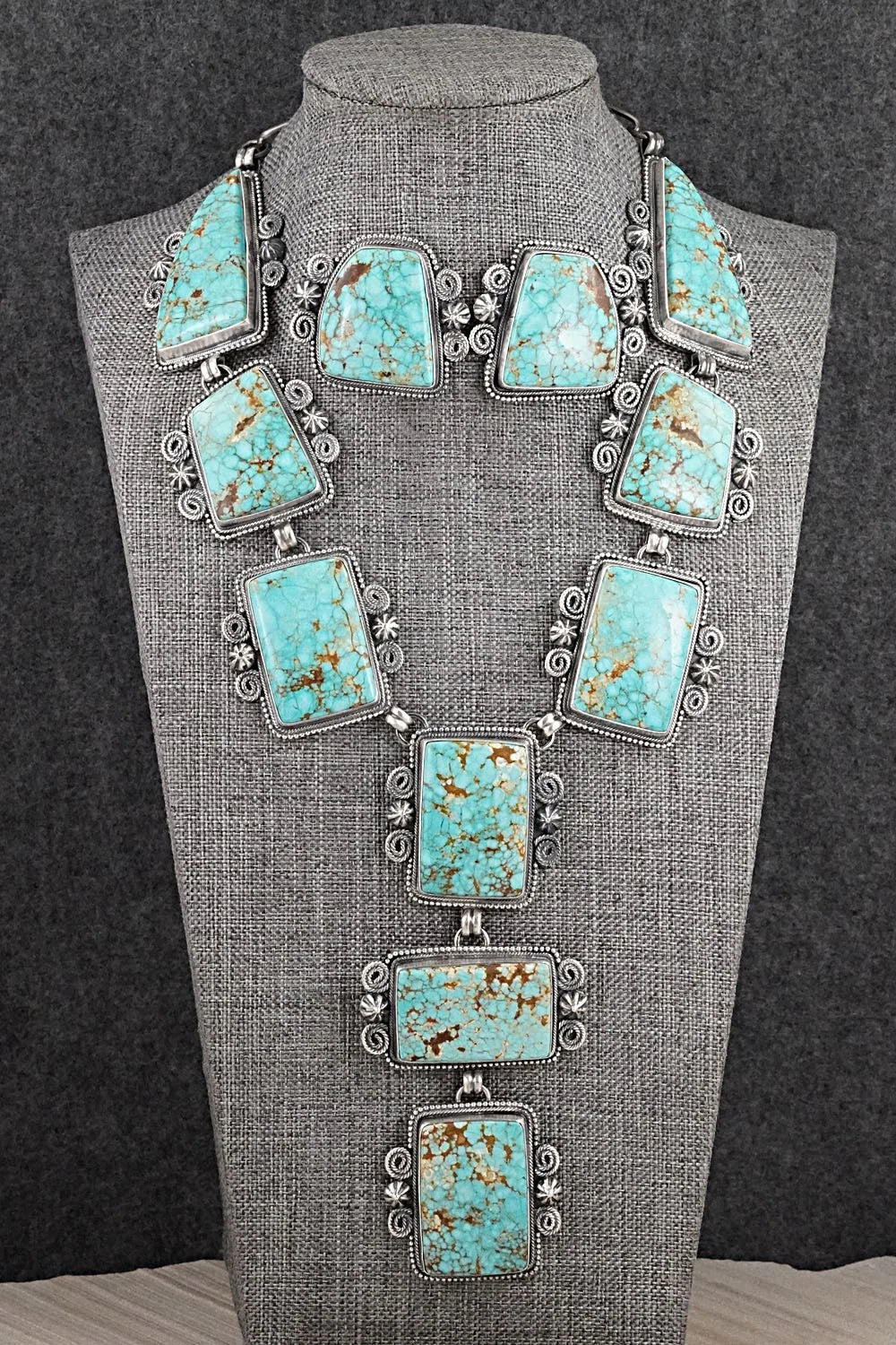 Turquoise & Sterling Silver Necklace and Earrings Set - Darrin Livingston