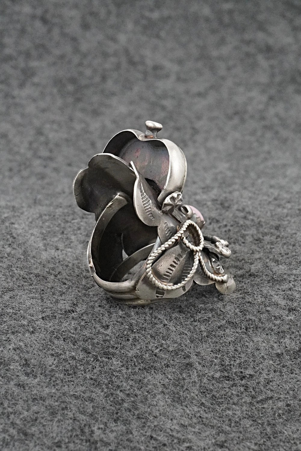 Pink Conch & Sterling Silver Ring - Tim Yazzie - Size 9