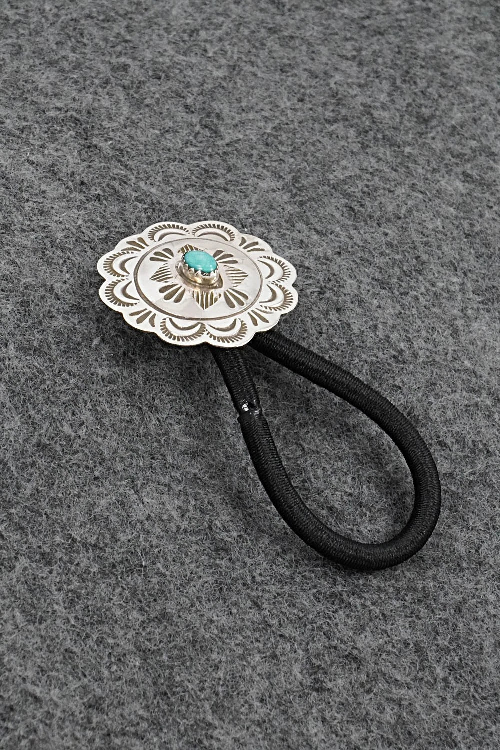 Turquoise & Sterling Silver Hair Tie - Bertha Begay