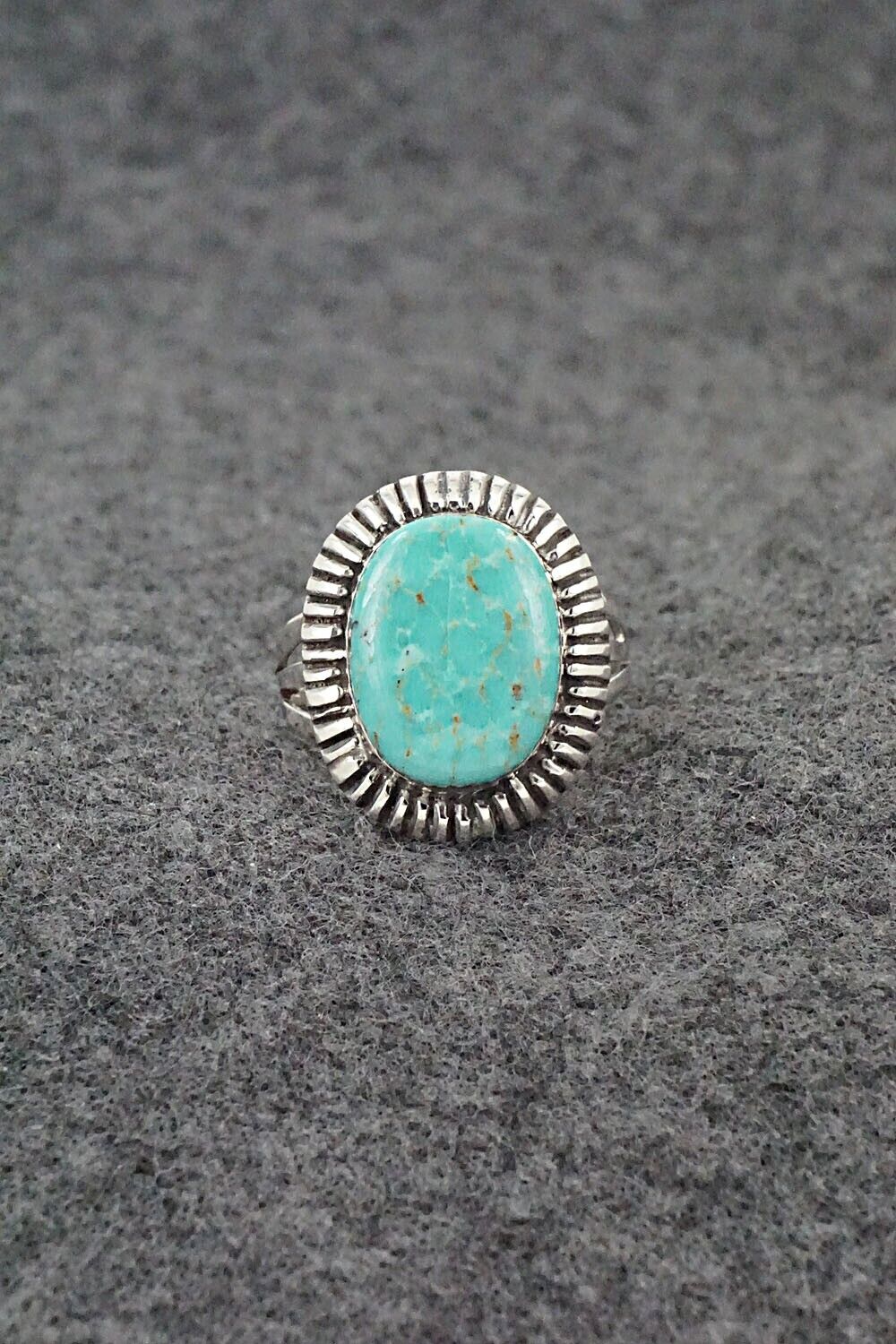 Turquoise & Sterling Silver Ring - Kenny Lonjose - Size 9