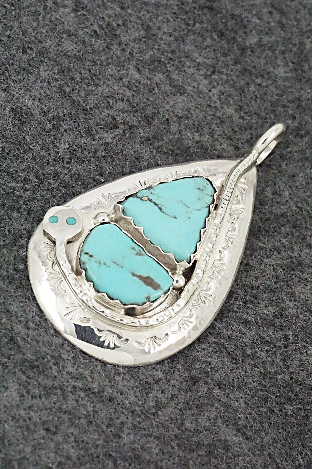 Turquoise and Sterling Silver Pendant - Joy Calavaza