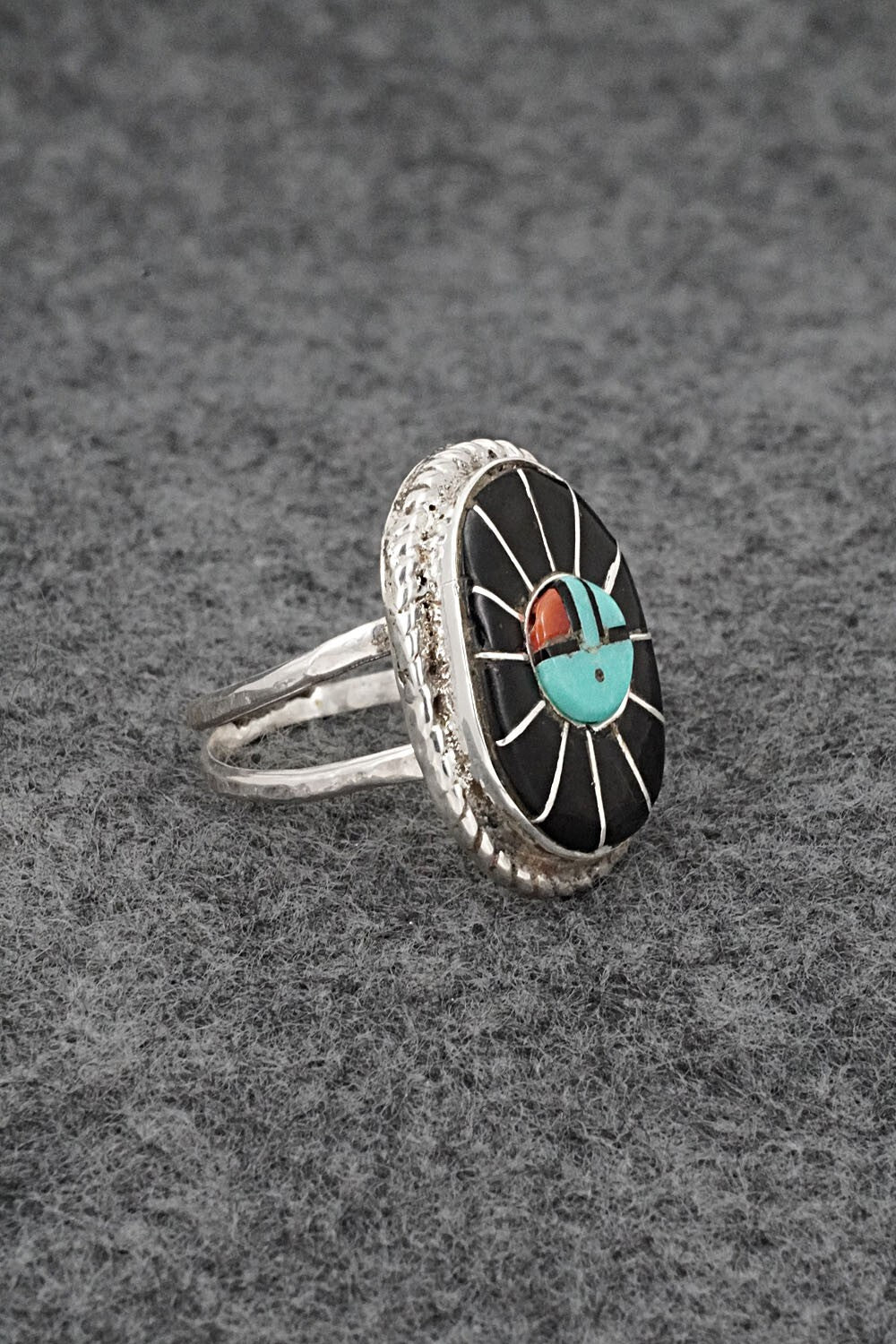 Multi-Stone & Sterling Silver Inlay Ring - Ola Eriacho - Size 8.5