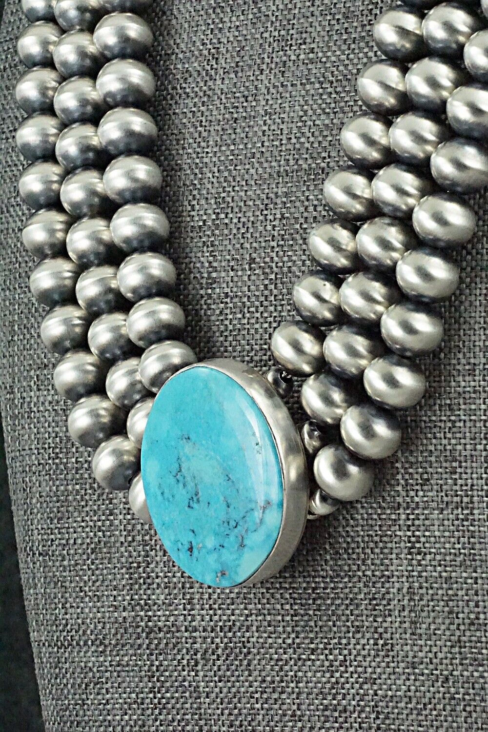 Turquoise & Navajo Pearl Sterling Silver Necklace - Alice Johnson