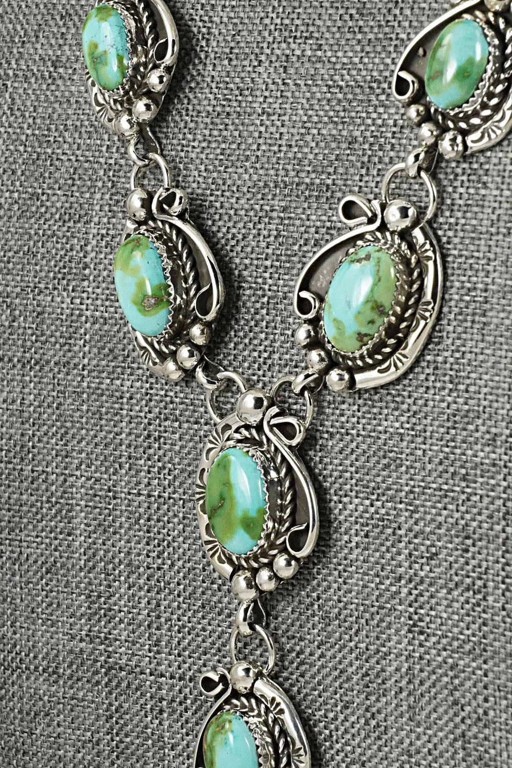 Turquoise & Sterling Silver Necklace and Earrings Set - Phil Nez
