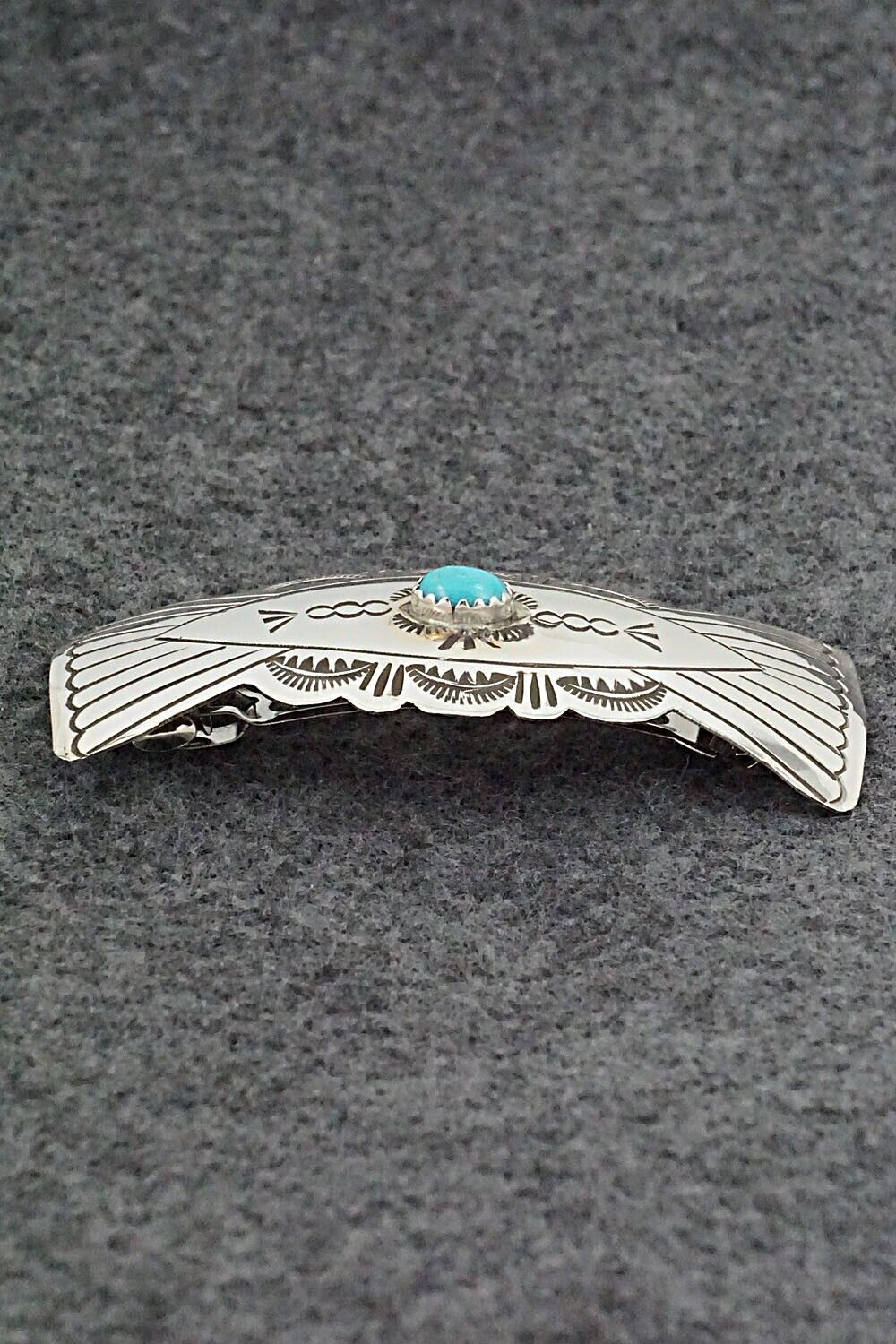 Turquoise & Sterling Silver Hair Barrette - Arlene Soce