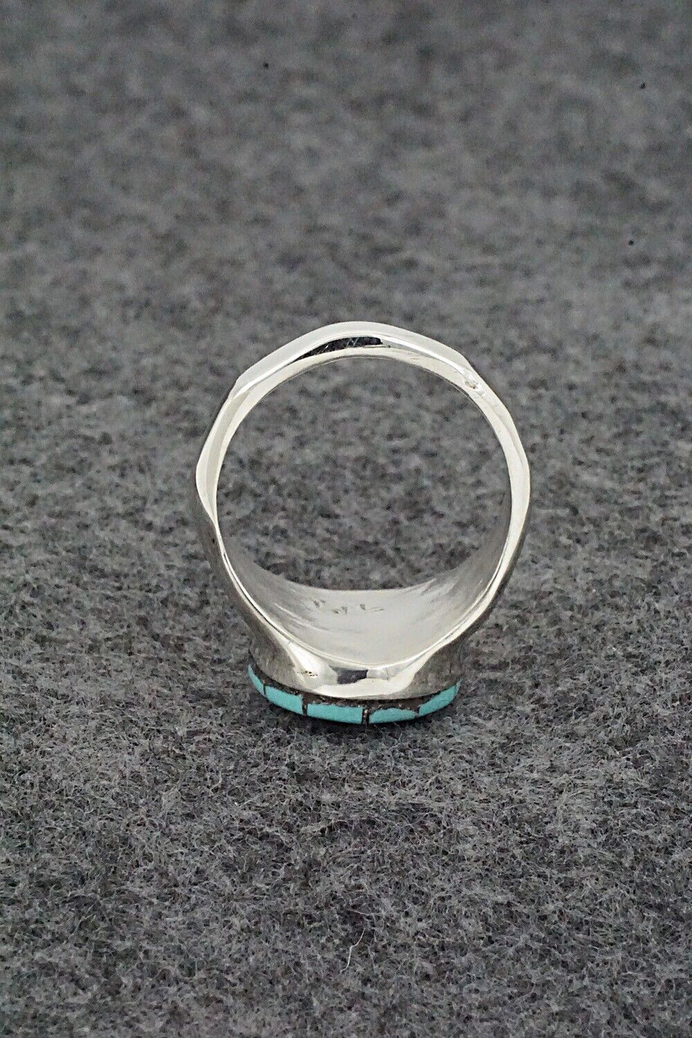 Turquoise & Sterling Silver Inlay Ring - Johnson Laweka - Size 9