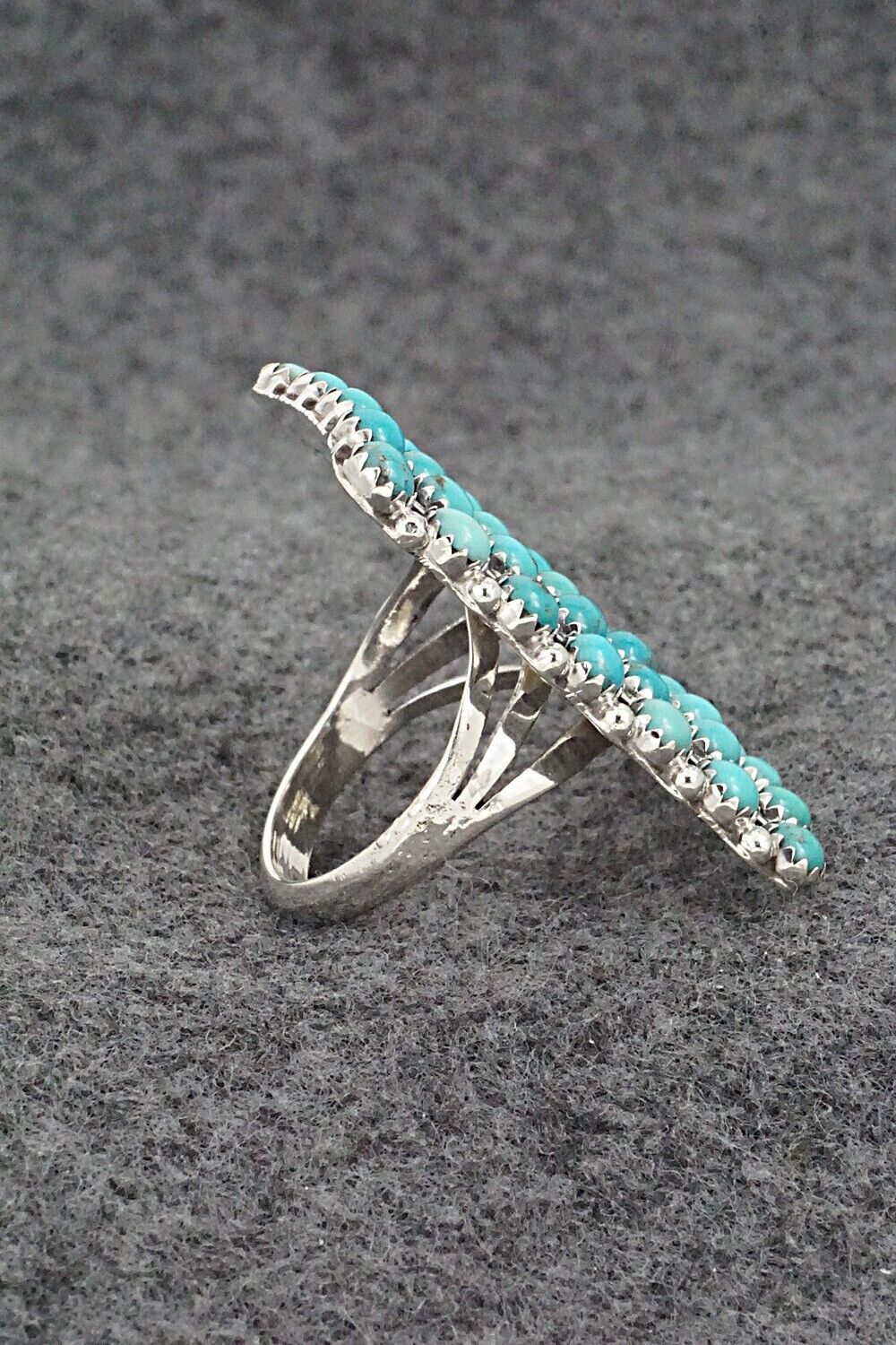 Turquoise & Sterling Silver Ring - Kenny Lonjose - Size 9