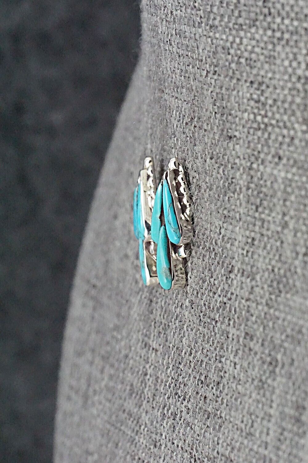 Turquoise & Sterling Silver Earrings - Vincent Hooee