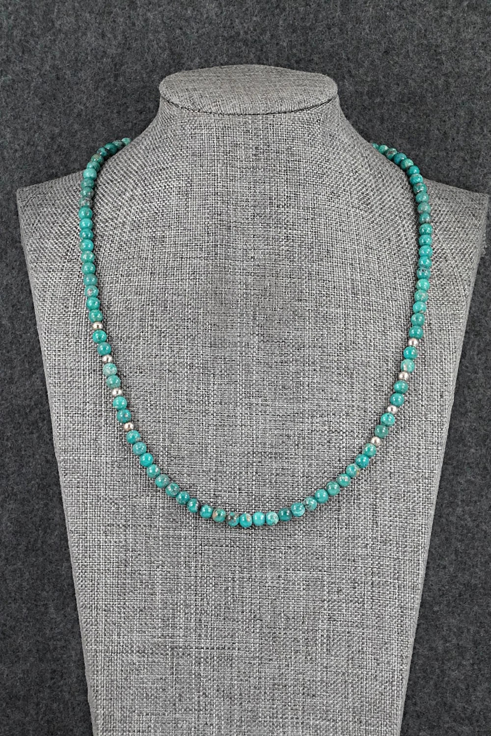 Turquoise & Sterling Silver Necklace 18" - Doreen Jake